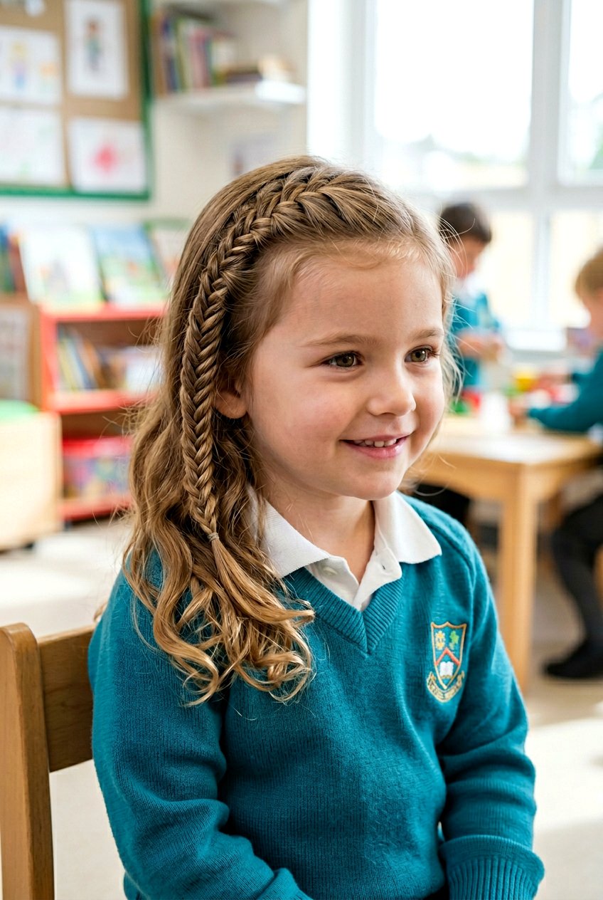 Fishtail Accent Braid - 20 easy school hairstyle for preschool girls - 20 easy school hairstyle for preschool girls