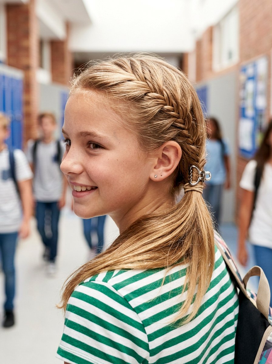 Fishtail Accent Ponytail with Small Claw Clip - 20 school ponytail with claw clip - 20 school ponytail with claw clip