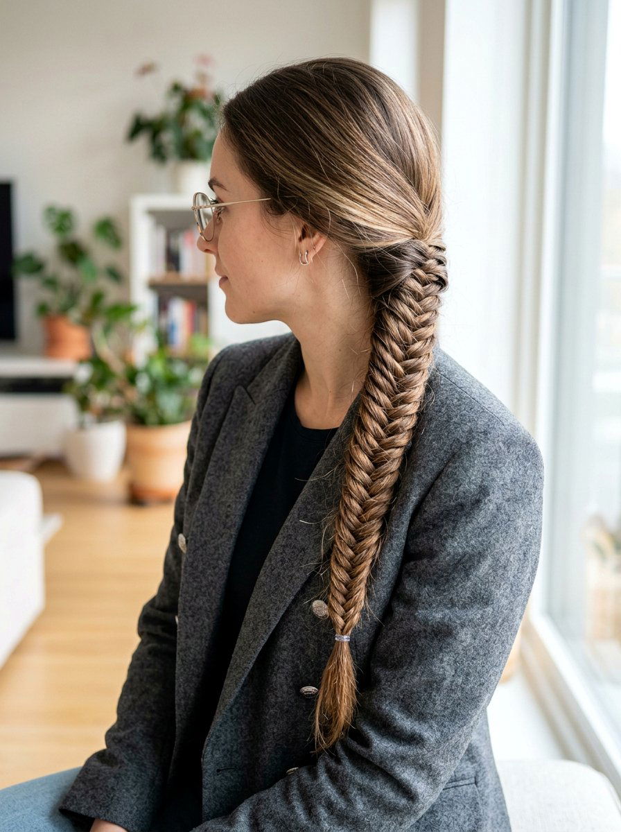 Fishtail Braid - 20 interview hairstyle with glasses - 20 interview hairstyle with glasses