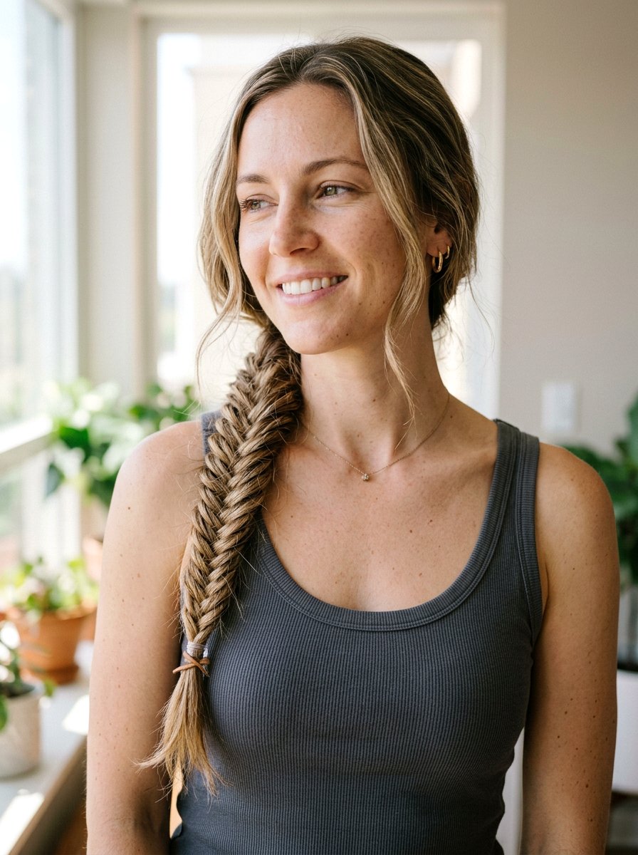 Fishtail Braid - 20 quick hairstyle for gym mornings - 20 quick hairstyle for gym mornings