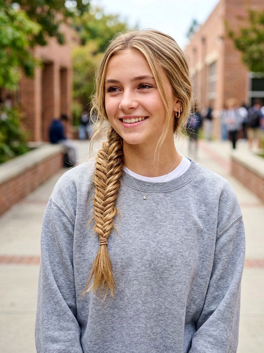 Fishtail Braid - 20 quick hairstyle for school mornings teens - 20 quick hairstyle for school mornings teens