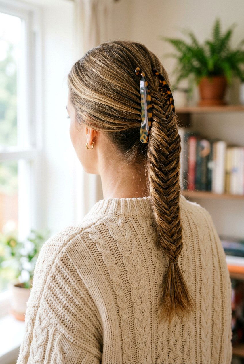 Fishtail Braid Banana Clip Ponytail - 20 banana clip ponytail hairstyle - 20 banana clip ponytail hairstyle