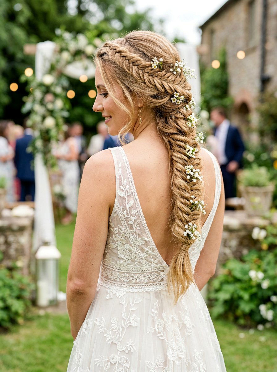 Fishtail Braid Bridal Hairstyle - 20 romantic bridal hairstyle for long hair - 20 romantic bridal hairstyle for long hair
