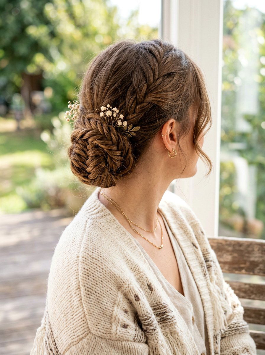 Fishtail Braid Bun - 20 rainy day bun hairstyle - 20 rainy day bun hairstyle