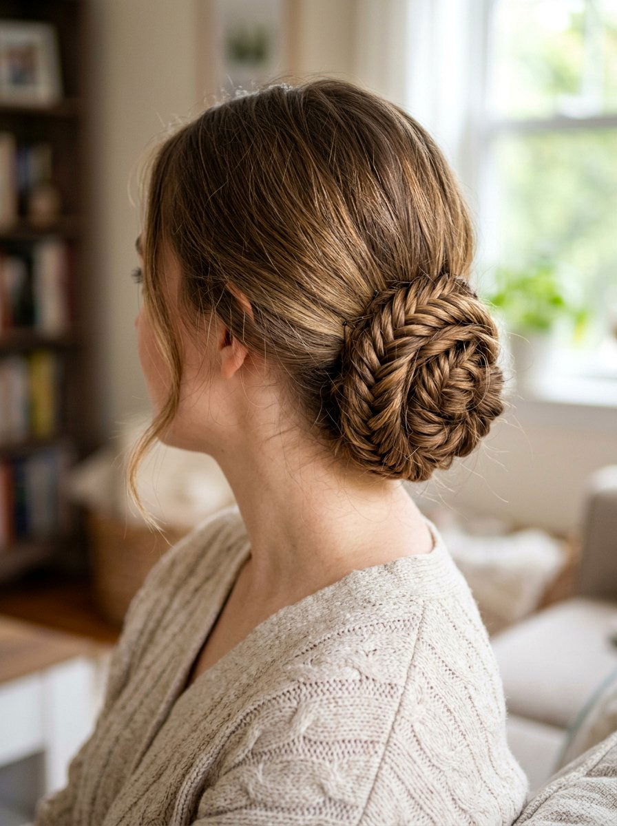 Fishtail Braid Bun - 20 road trip bun hairstyle - 20 road trip bun hairstyle
