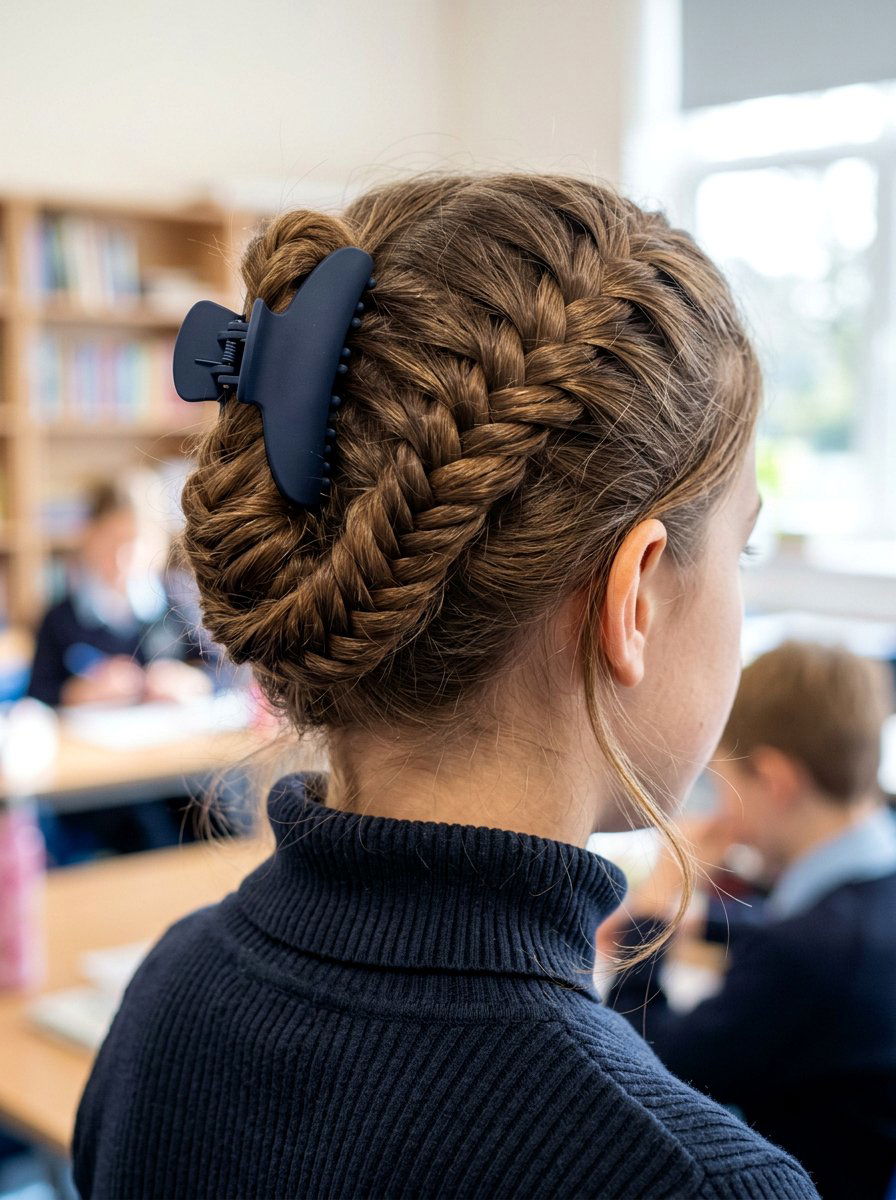 Fishtail Braid Claw Clip - 20 claw clip hairstyle for school girls - 20 claw clip hairstyle for school girls