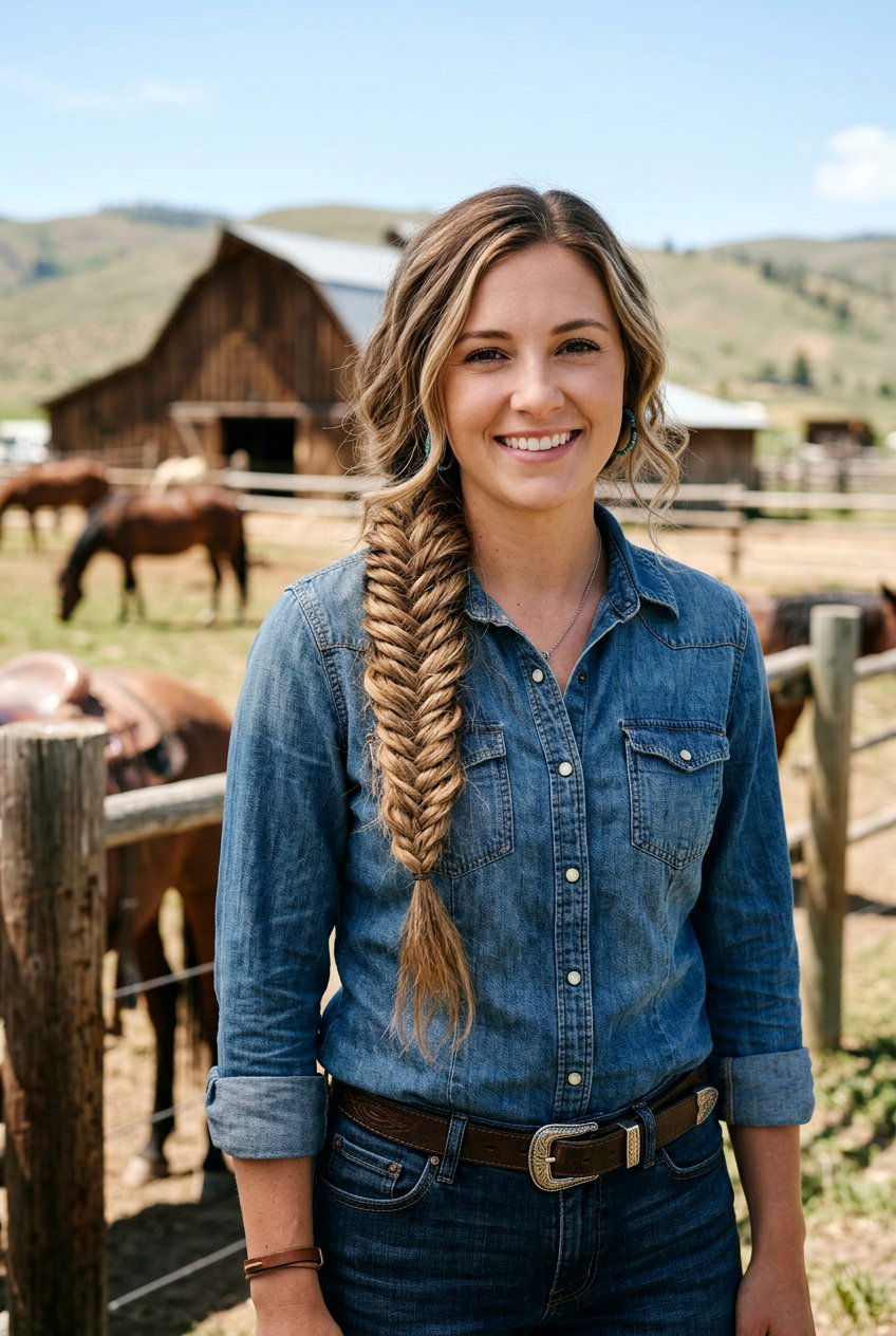 Fishtail Braid Cowgirl Hair - 20 cowgirl hairstyles - 20 cowgirl hairstyles