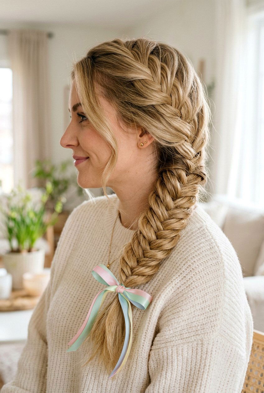 Fishtail Braid Easter Hairstyle - 20 easter braid hairstyles - 20 easter braid hairstyles