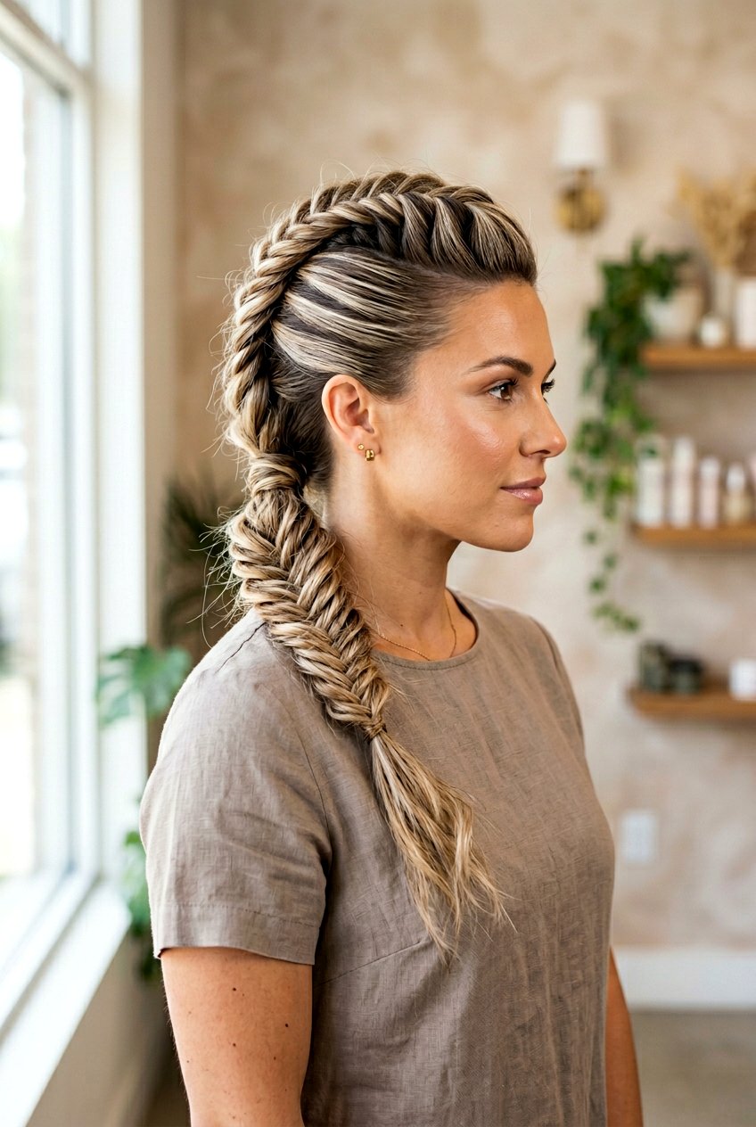 Fishtail Braid Faux Hawk - 20 faux hawk braid hairstyle - 20 faux hawk braid hairstyle