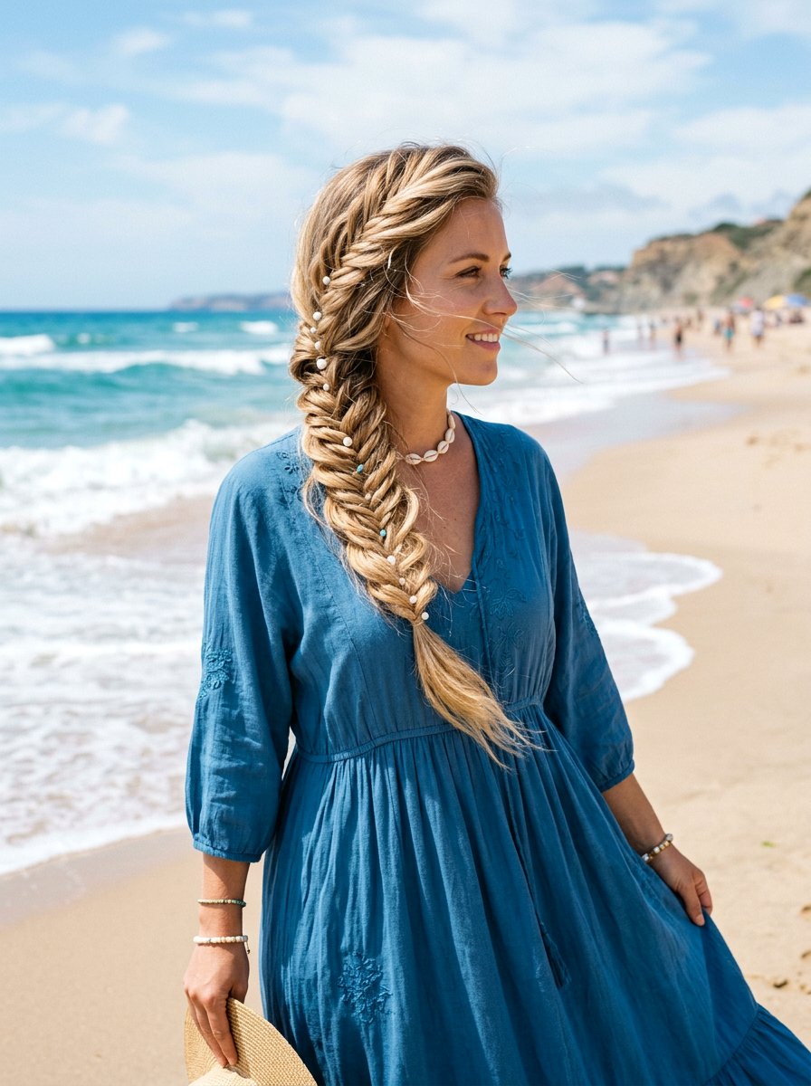 Fishtail Braid For Beach Trip - 20 resort braid hairstyle - 20 resort braid hairstyle