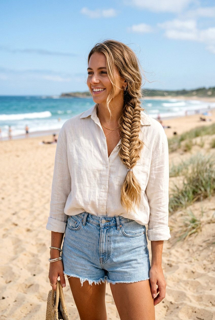 Fishtail Braid For Beach - 20 best beach hairstyle ideas - 20 best beach hairstyle ideas