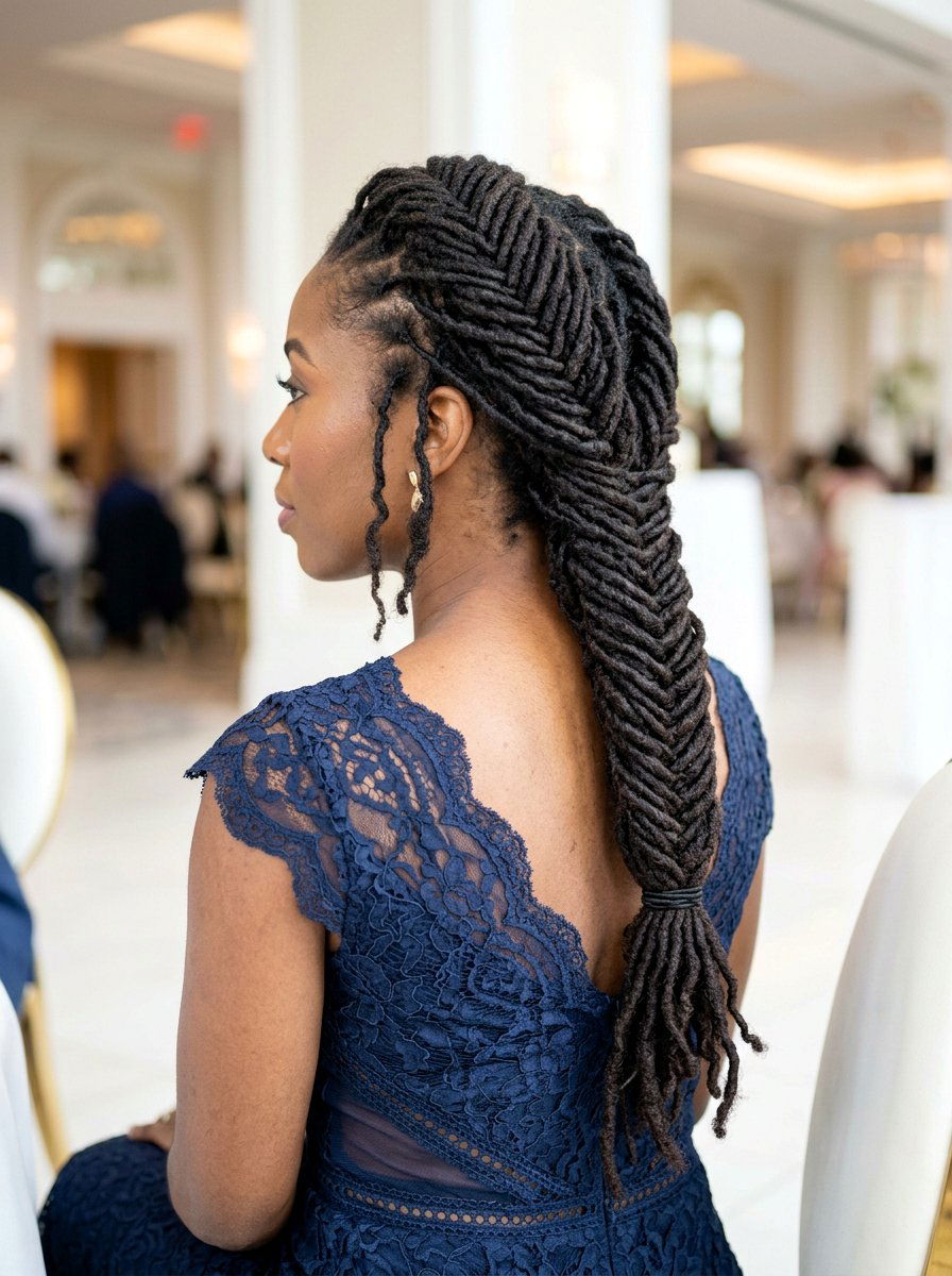 Fishtail Braid For Locs - 20 shoulder length loc styles - 20 shoulder length loc styles