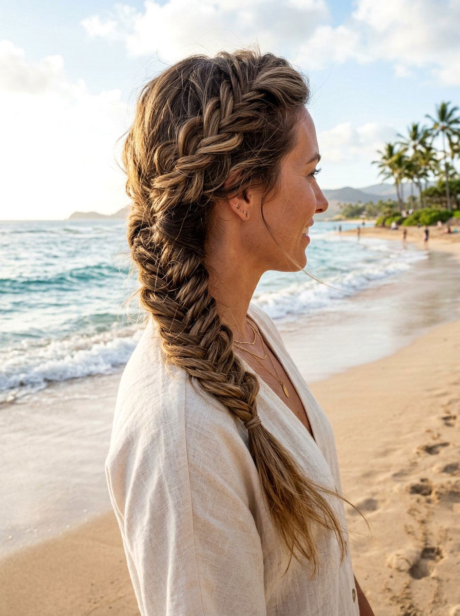 Fishtail Braid For Tropical Trip - 20 tropical braid hairstyle - 20 tropical braid hairstyle