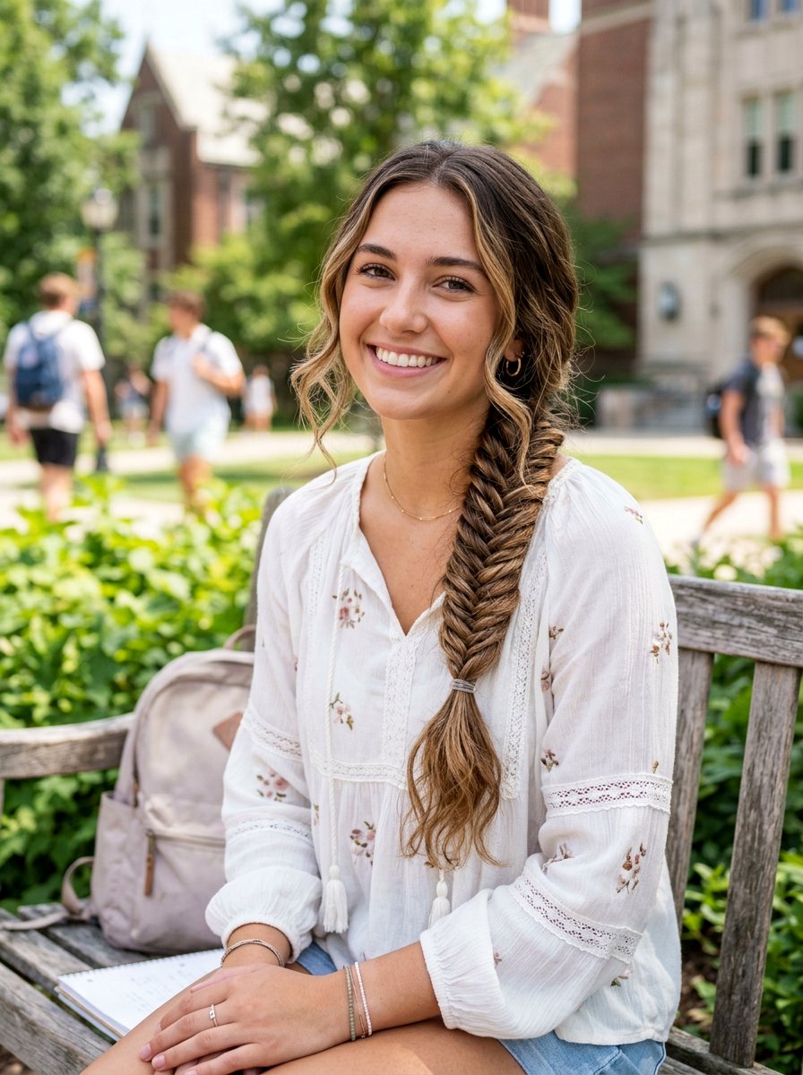 Fishtail Braid Hairstyle For College - 20 cute hairstyle for college campus