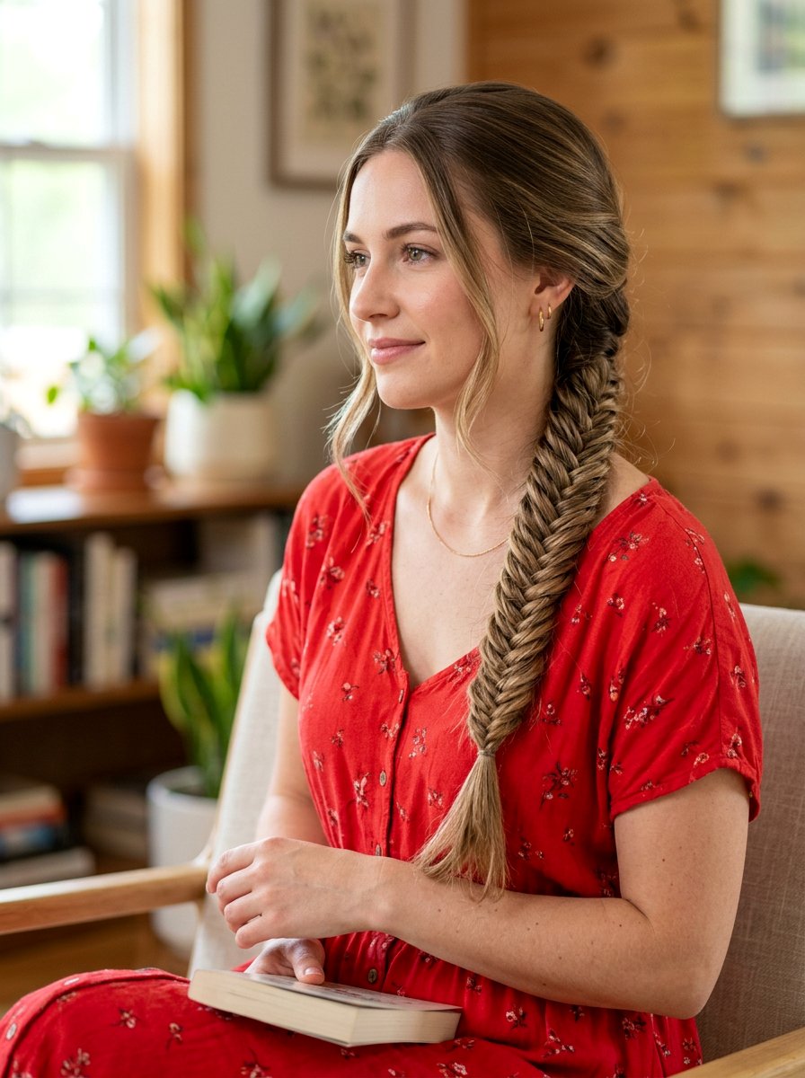 Fishtail Braid Hairstyle - 20 party hairstyle for red dress - 20 party hairstyle for red dress