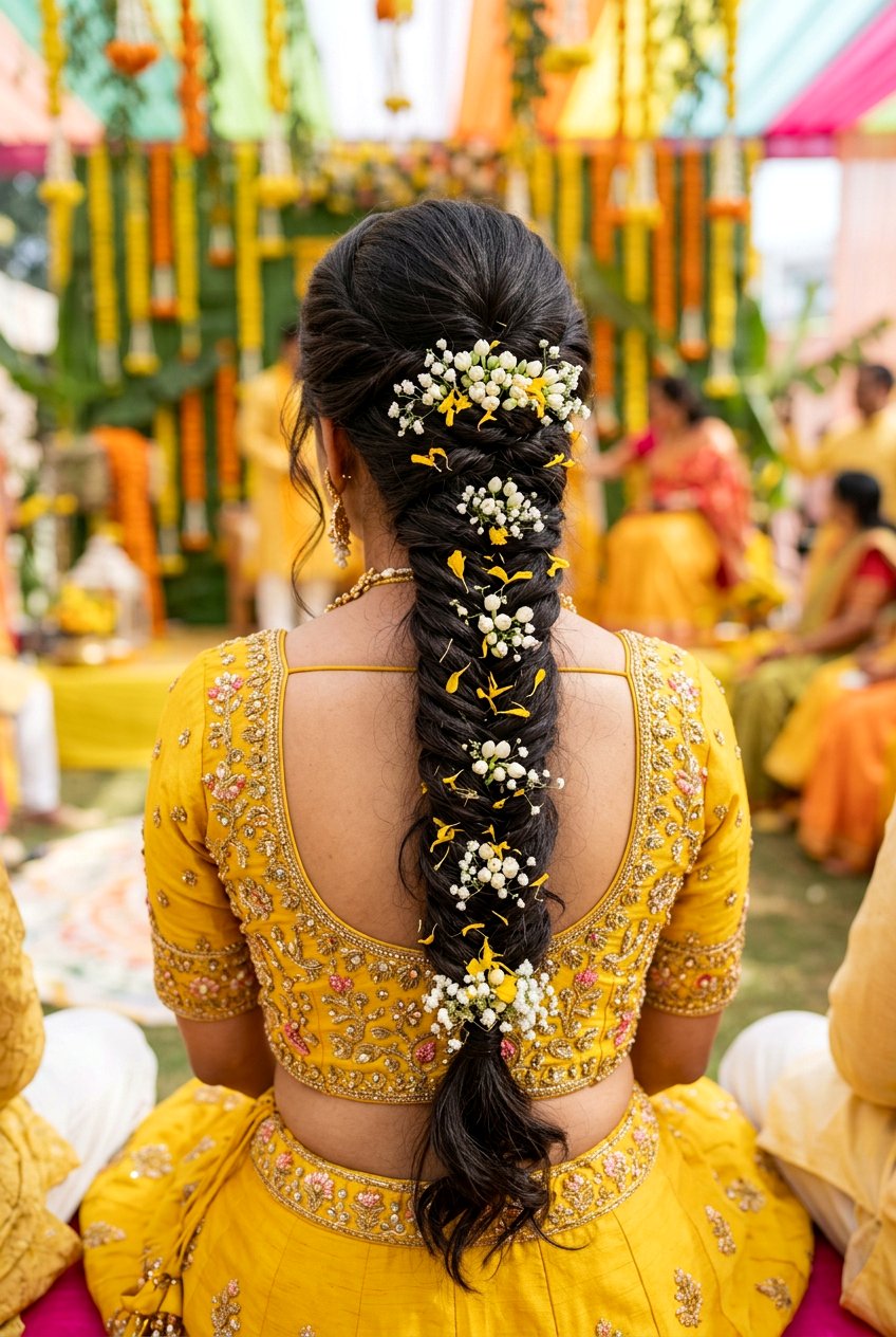 Fishtail Braid Haldi Hairstyle For Bride - 20 haldi hairstyles for bride - 20 haldi hairstyles for bride
