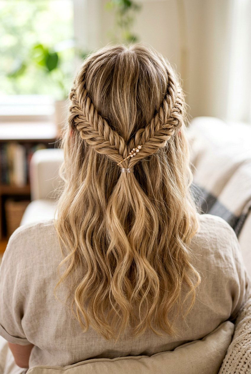 Fishtail Braid Half Up - 20 romantic hairstyles for weddings - 20 romantic hairstyles for weddings