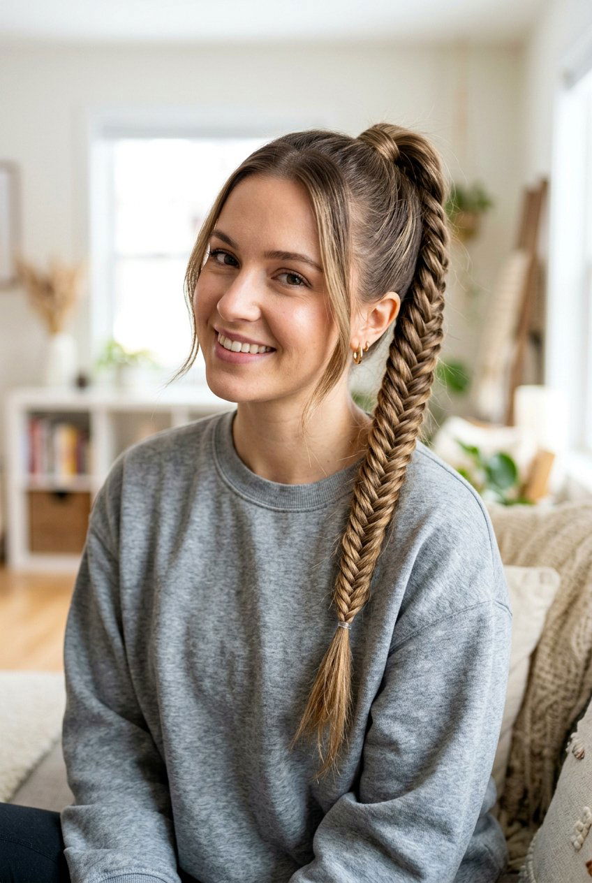 Fishtail Braid High Ponytail - 20 back to school braided ponytail - 20 back to school braided ponytail