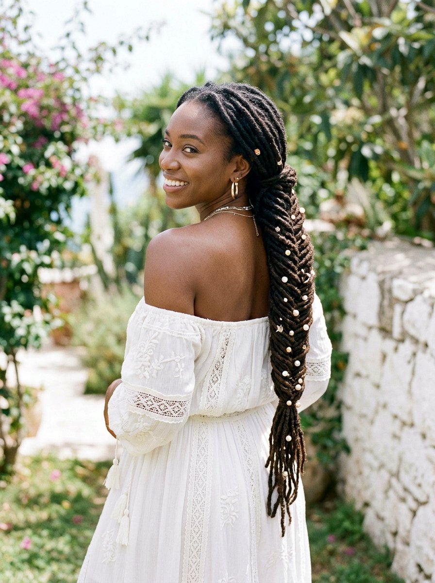 Fishtail Braid Locs - 20 prom hairstyles for locs - 20 prom hairstyles for locs