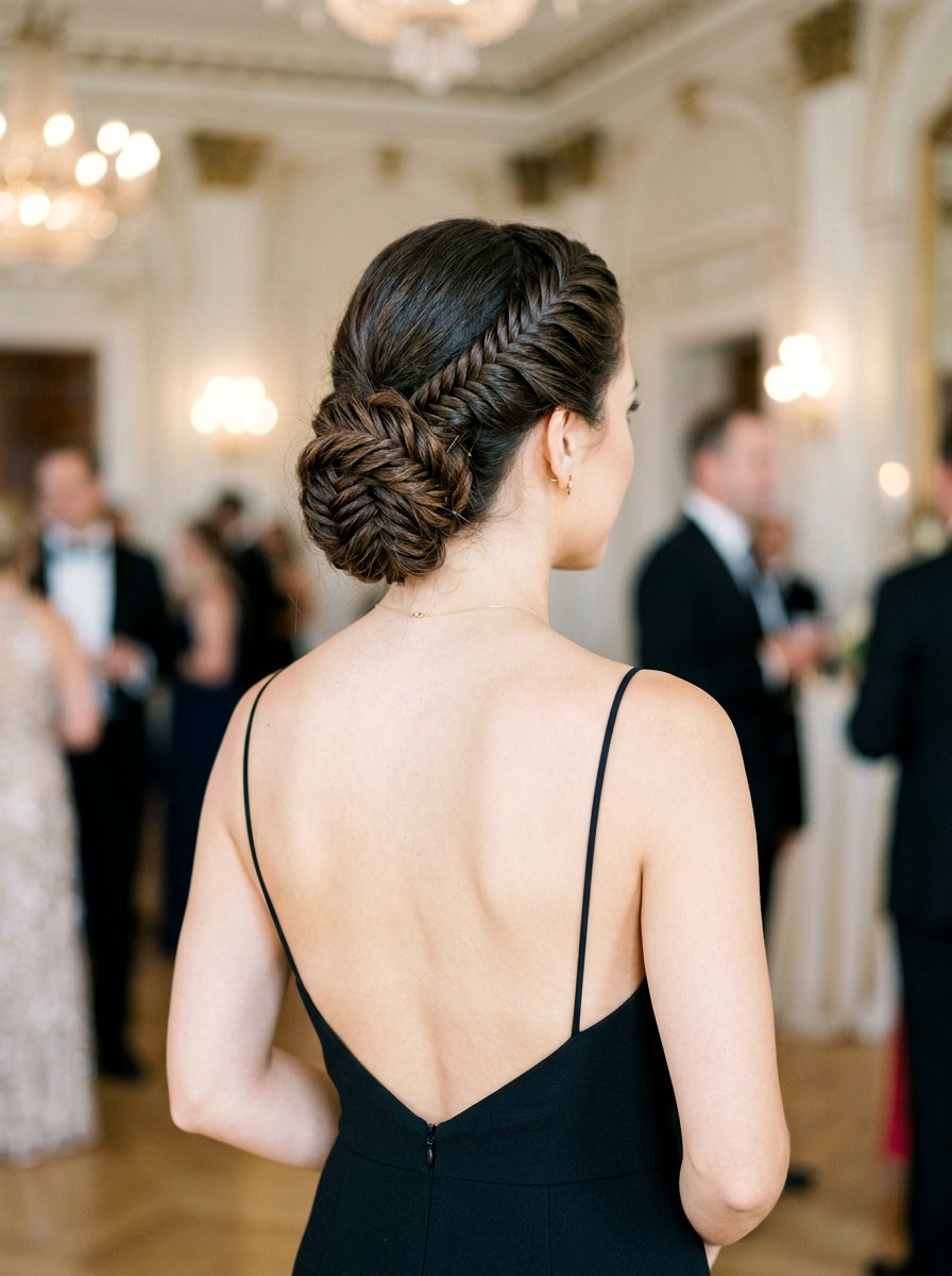 Fishtail Braid Low Bun - 20 prom hairstyles for braids - 20 prom hairstyles for braids
