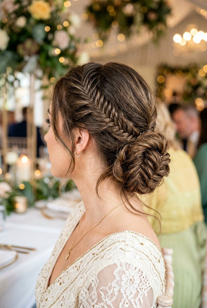 Fishtail Braid Low Bun - 20 festive low bun with braid - 20 festive low bun with braid