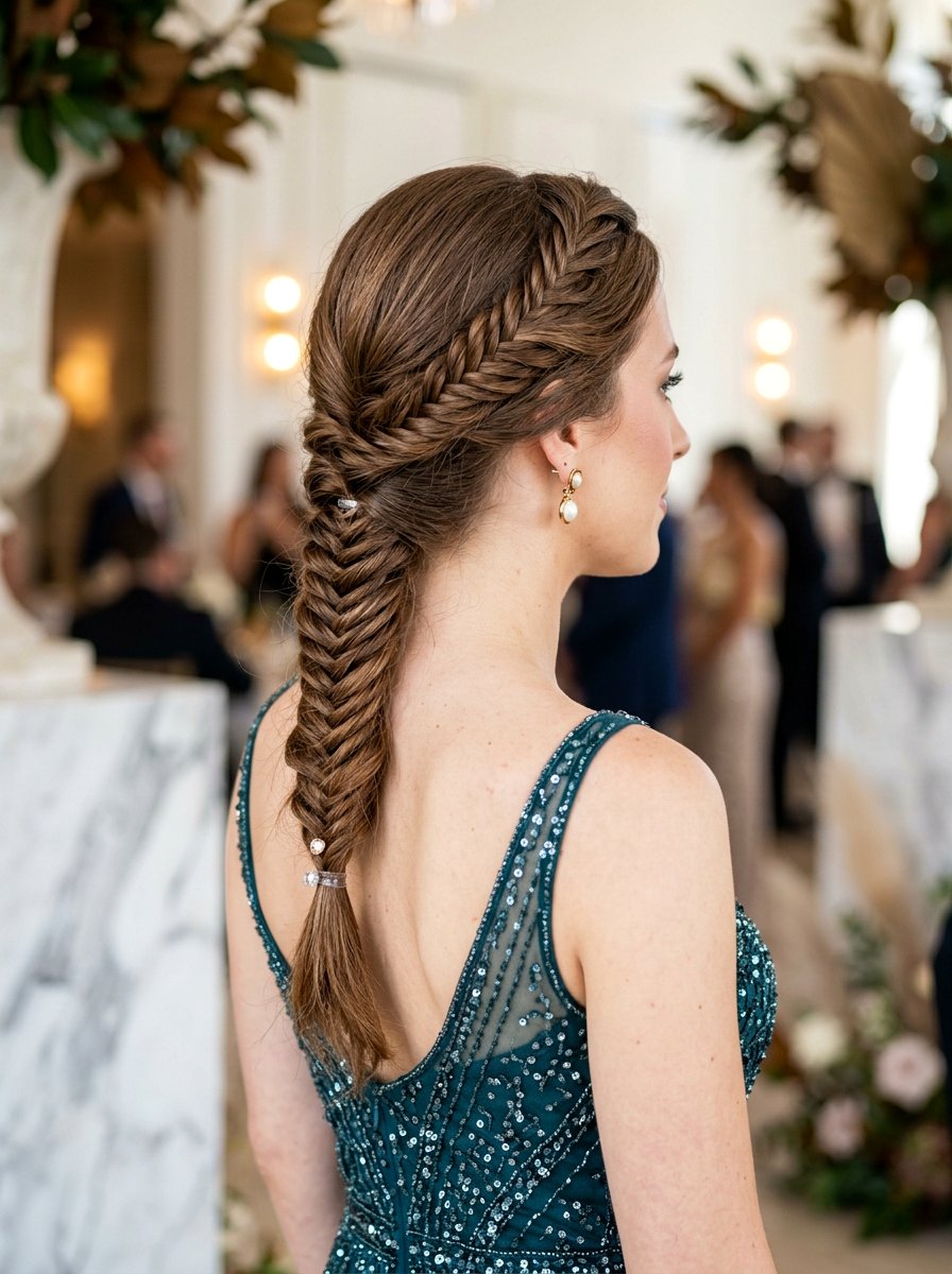 Fishtail Braid Medium Hair - 20 school dance hairstyles for medium hair - 20 school dance hairstyles for medium hair