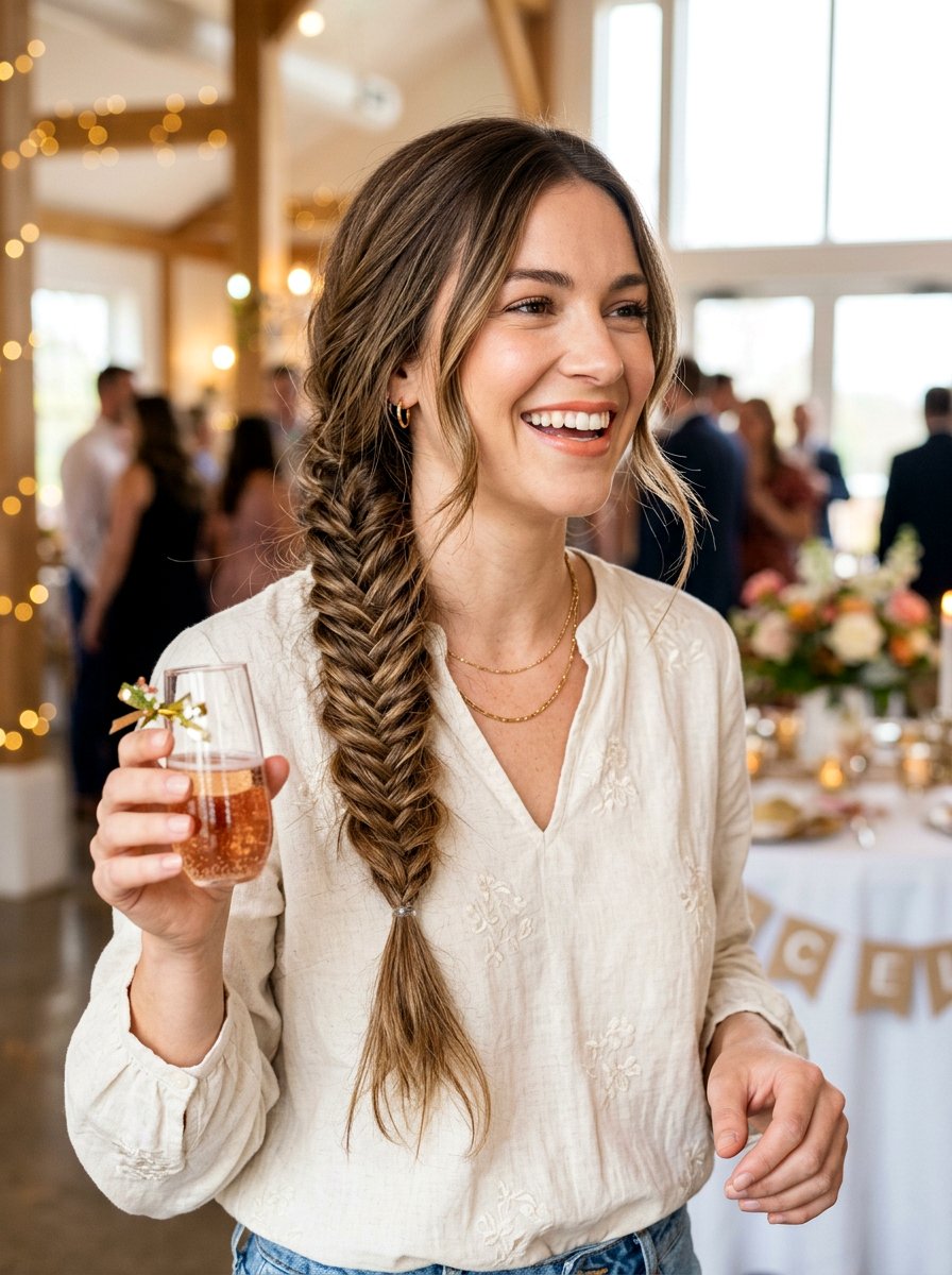 Fishtail Braid Medium Layered Hair - 20 party hairstyle for medium layers - 20 party hairstyle for medium layers