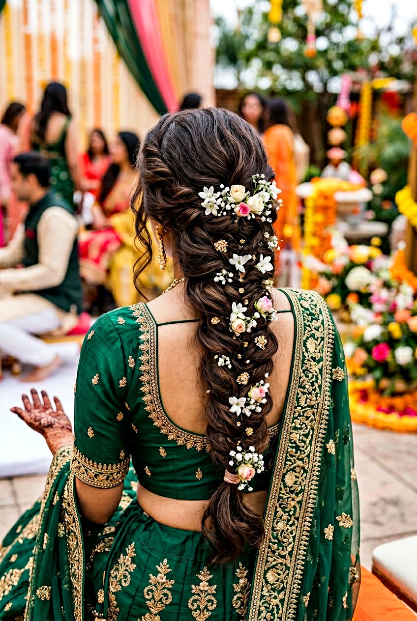 Fishtail Braid Mehndi Hairstyle - 20 mehndi hairstyles - 20 mehndi hairstyles