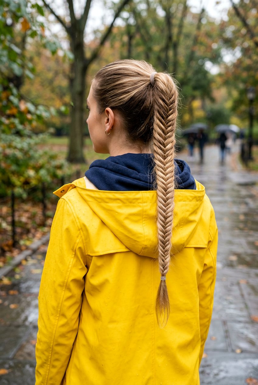 Fishtail Braid Ponytail - 20 rainy day ponytail for women - 20 rainy day ponytail for women