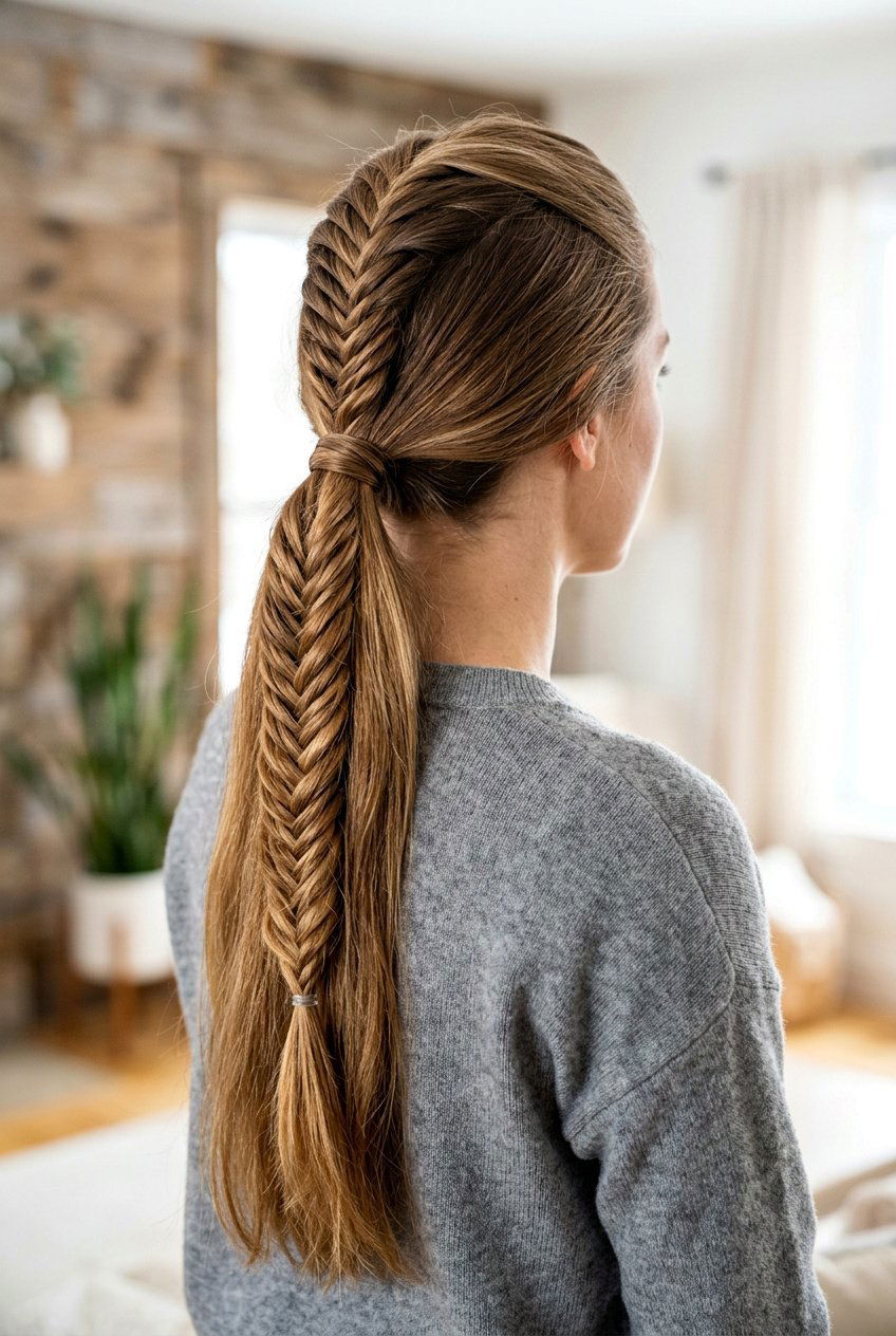 Fishtail Braid Ponytail - 20 office hairstyles for women - 20 office hairstyles for women