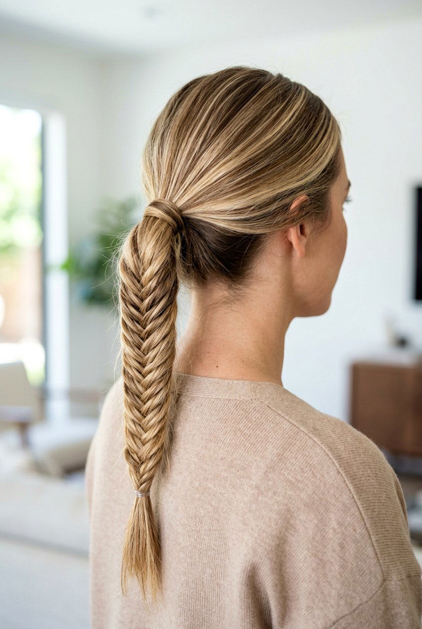 Fishtail Braid Ponytail - 20 quick hairstyles for school - 20 quick hairstyles for school