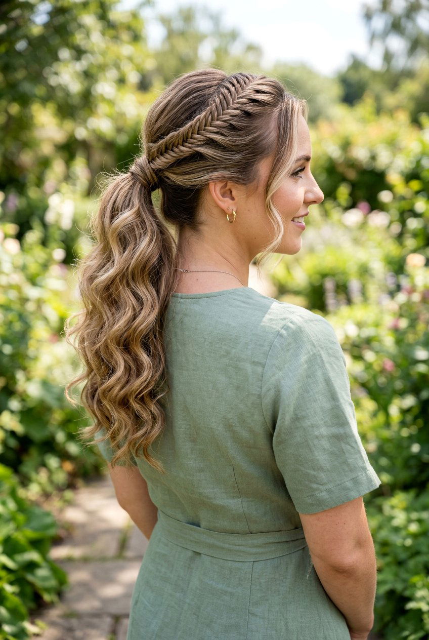 Fishtail Braid Ponytail With Curls - 20 graduation ponytail with curls - 20 graduation ponytail with curls