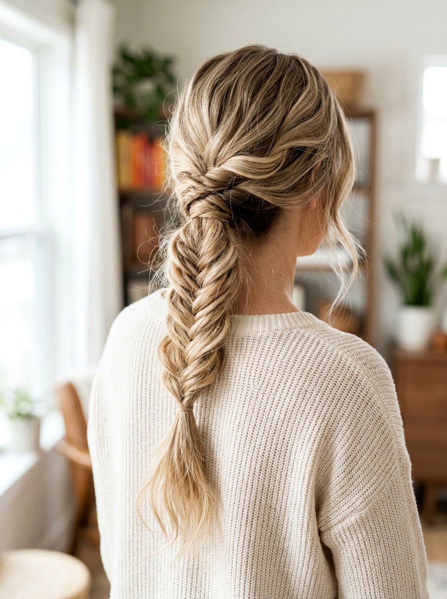 Fishtail Braid Ponytail With Loose Texture - 20 soft glam hairstyle with ponytail - 20 soft glam hairstyle with ponytail