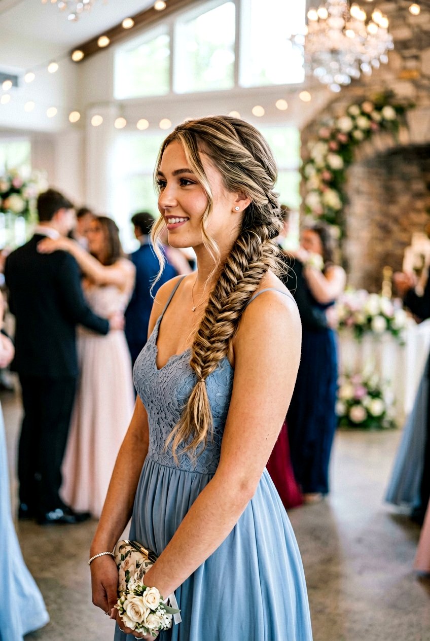 Fishtail Braid Prom Hairstyle for Medium Hair - 20 prom hairstyles for medium hair - 20 prom hairstyles for medium hair