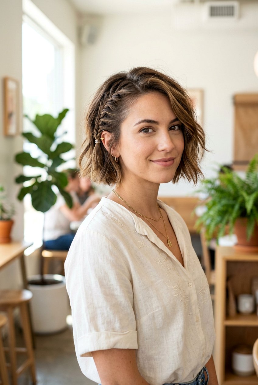 Fishtail Braid Short Bob - 20 birthday hairstyle for short bob hair - 20 birthday hairstyle for short bob hair