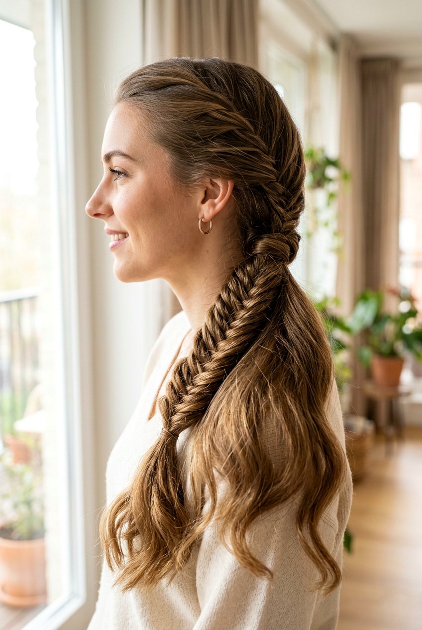 Fishtail Braid Side Ponytail - 20 homecoming hairstyles - 20 homecoming hairstyles