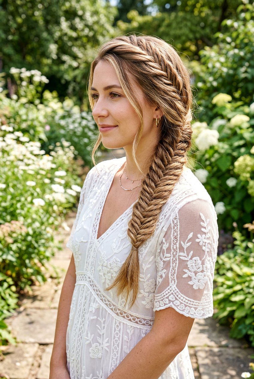 Fishtail Braid Side Swept - 20 best graduation hairstyle ideas - 20 best graduation hairstyle ideas