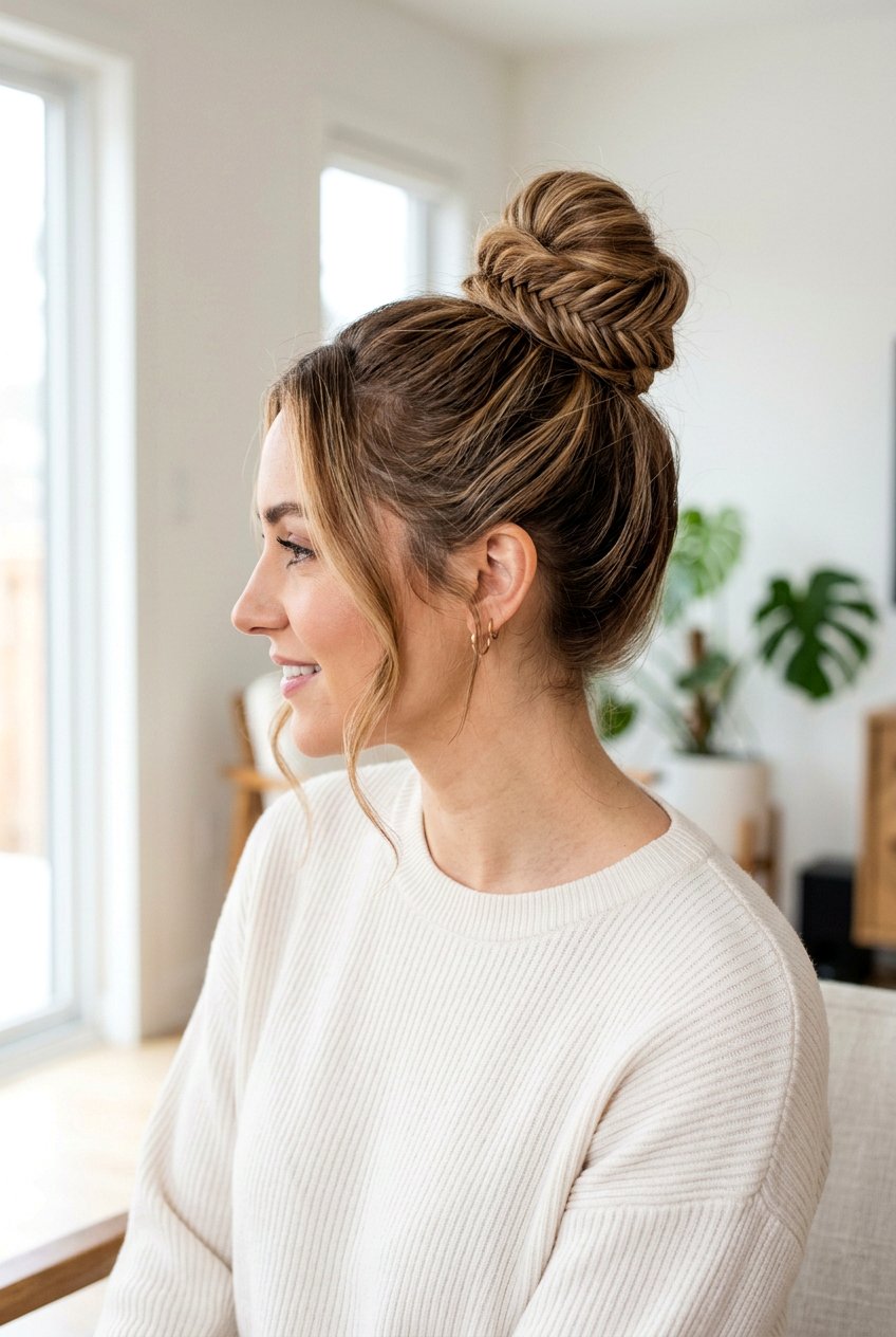 Fishtail Braid Top Knot - 20 braided top knot hairstyle - 20 braided top knot hairstyle