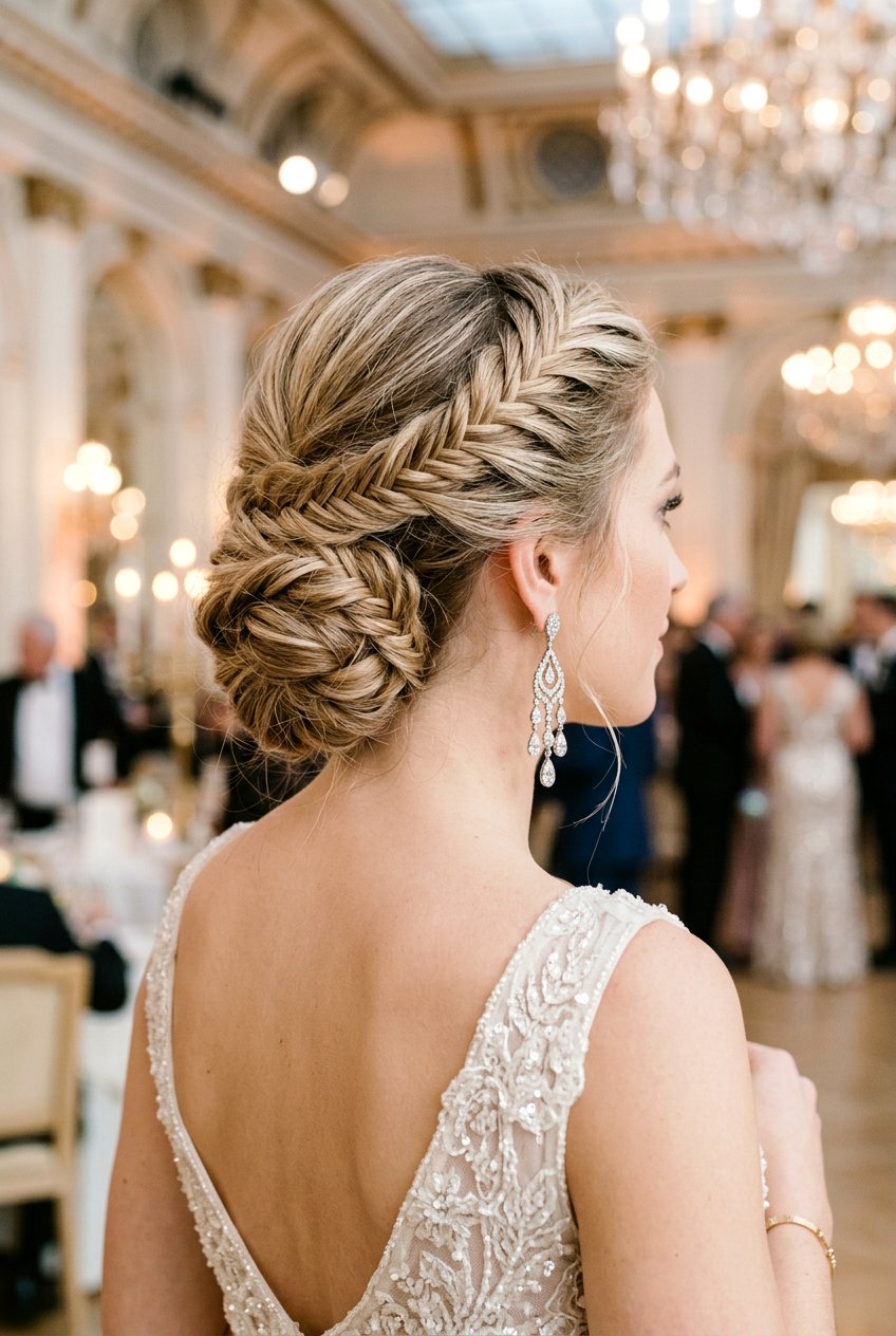 Fishtail Braid Updo - 20 engagement party hairstyles - 20 engagement party hairstyles