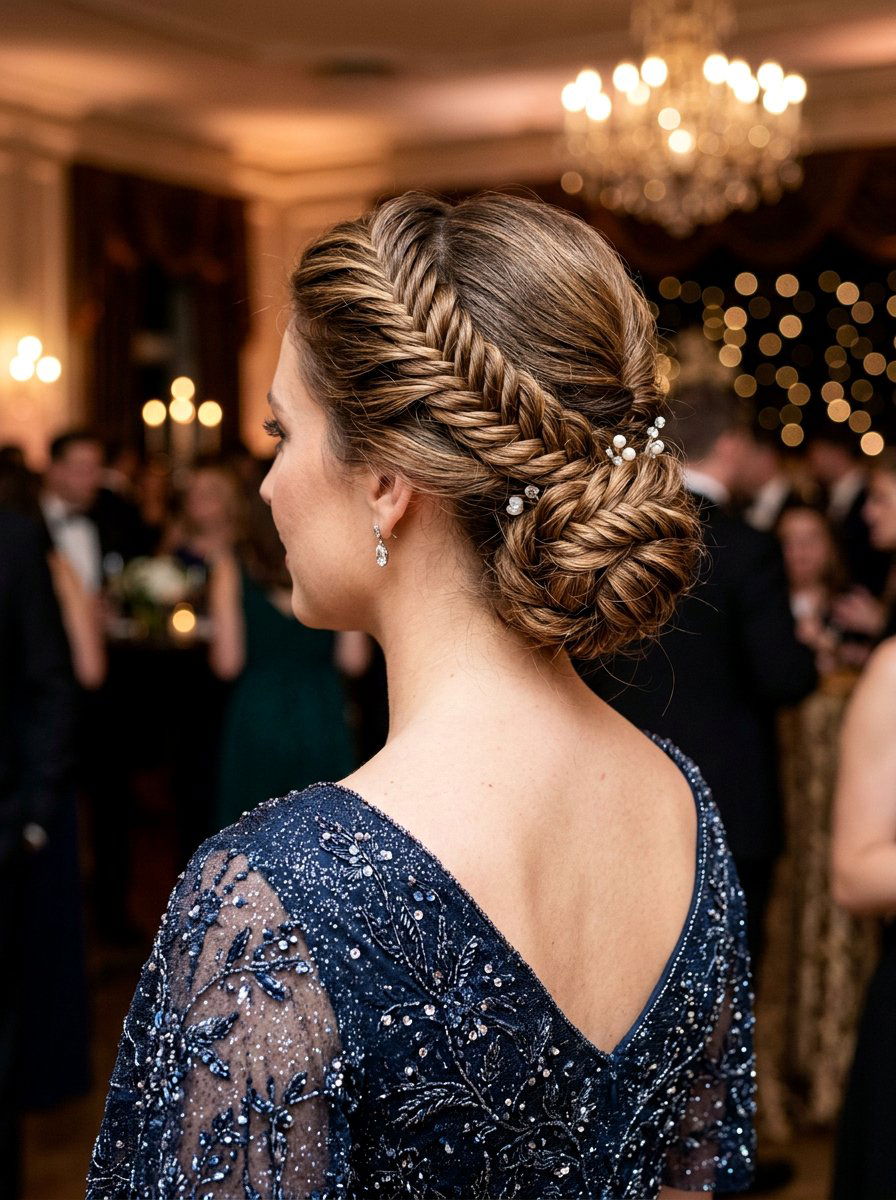 Fishtail Braid Updo - 20 vacation hairstyle for cruise nights - 20 vacation hairstyle for cruise nights