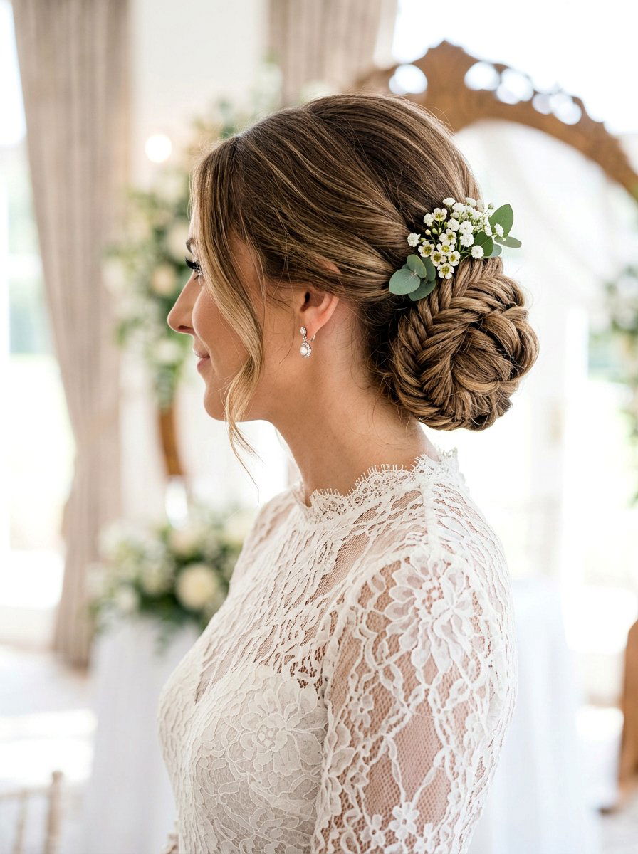 Fishtail Braid Updo - 20 wedding hairstyles for fine thin hair - 20 wedding hairstyles for fine thin hair