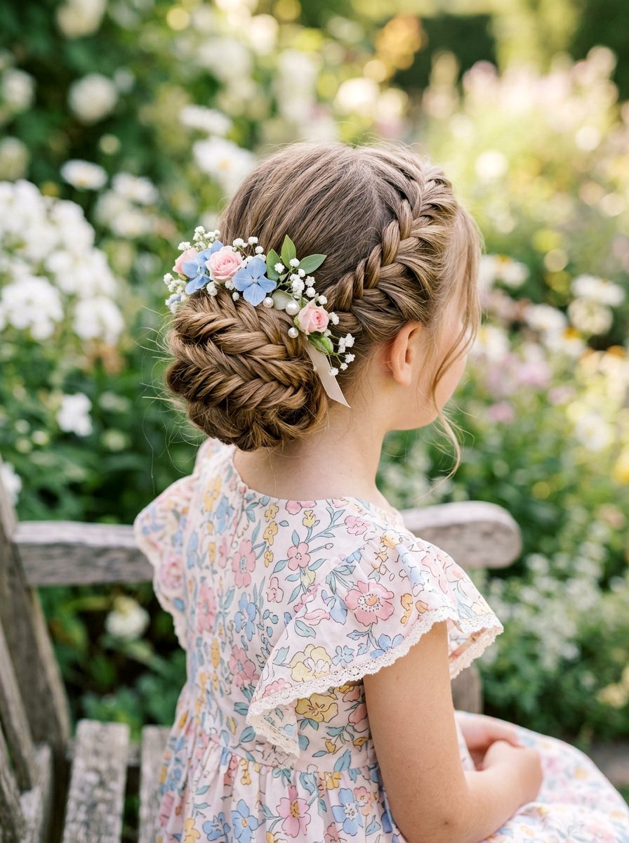 Fishtail Braid Updo - 20 pageant updo for little girls - 20 pageant updo for little girls