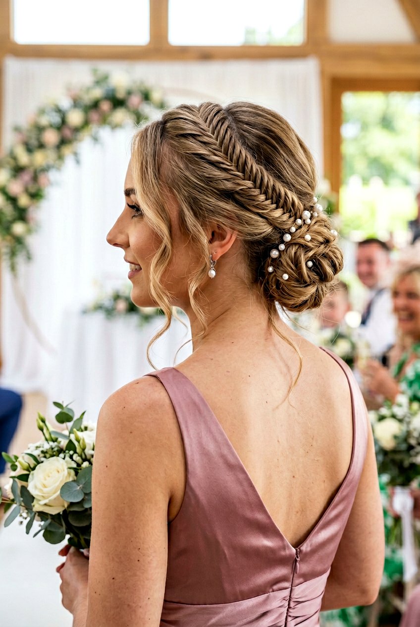 Fishtail Braid Updo for Bridesmaids - 20 bridesmaid hairstyles with braids - 20 bridesmaid hairstyles with braids