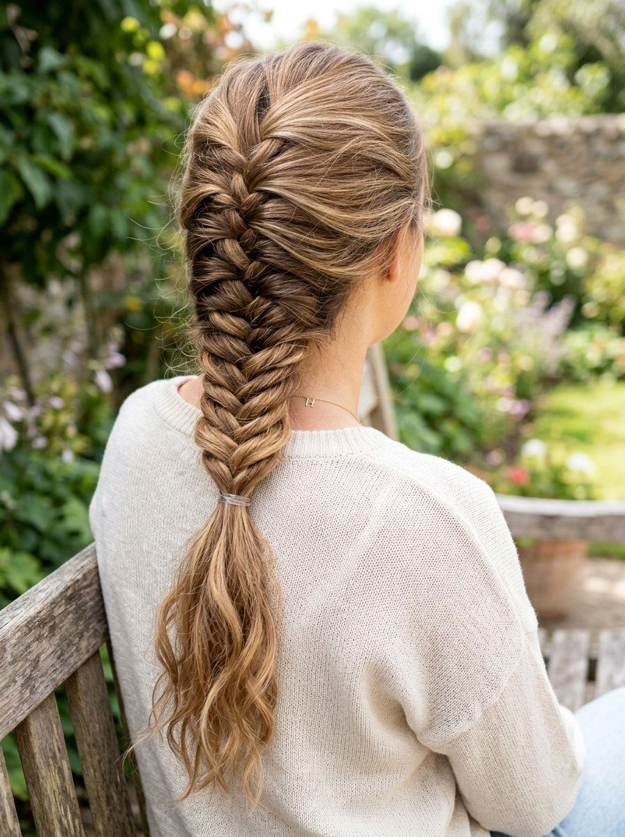 Fishtail Braid With Loose Ends - 20 soft glam hairstyle for moms - 20 soft glam hairstyle for moms
