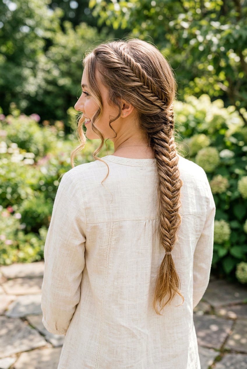 Fishtail Braid With Loose Front Pieces - 20 beach hairstyle with loose fishtail braid - 20 beach hairstyle with loose fishtail braid