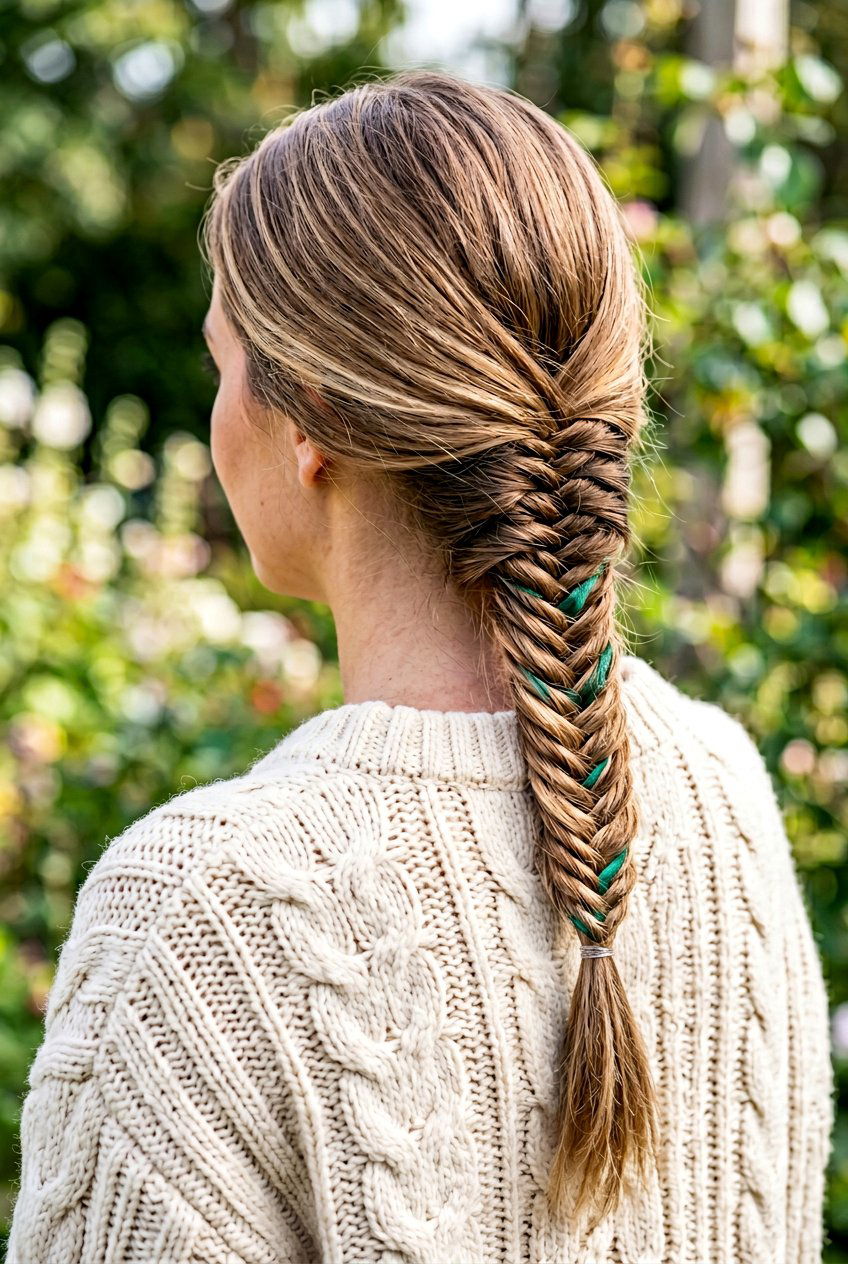 Fishtail Braid With Ribbon Accent - 20 coquette hairstyle with ribbon bow - 20 coquette hairstyle with ribbon bow