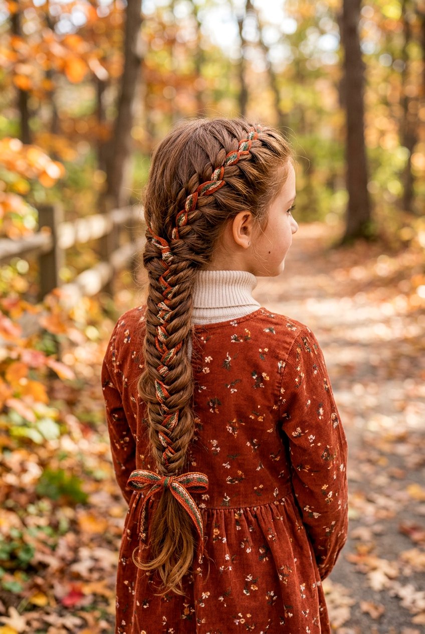 Fishtail Braid With Ribbon - 20 bow hairstyle for little girls - 20 bow hairstyle for little girls