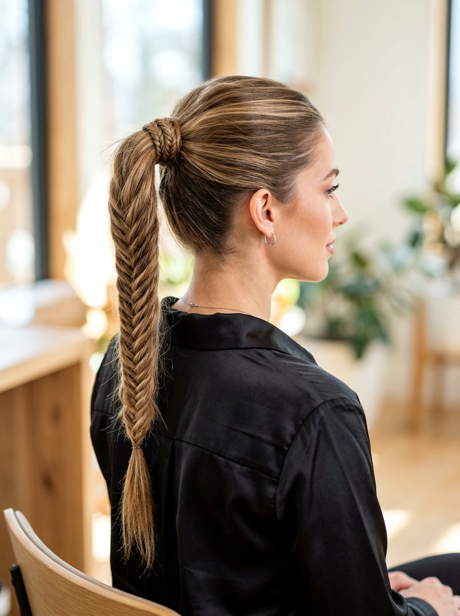 Fishtail Braid Wrapped Ponytail - 20 soft goth ponytail hairstyle - 20 soft goth ponytail hairstyle