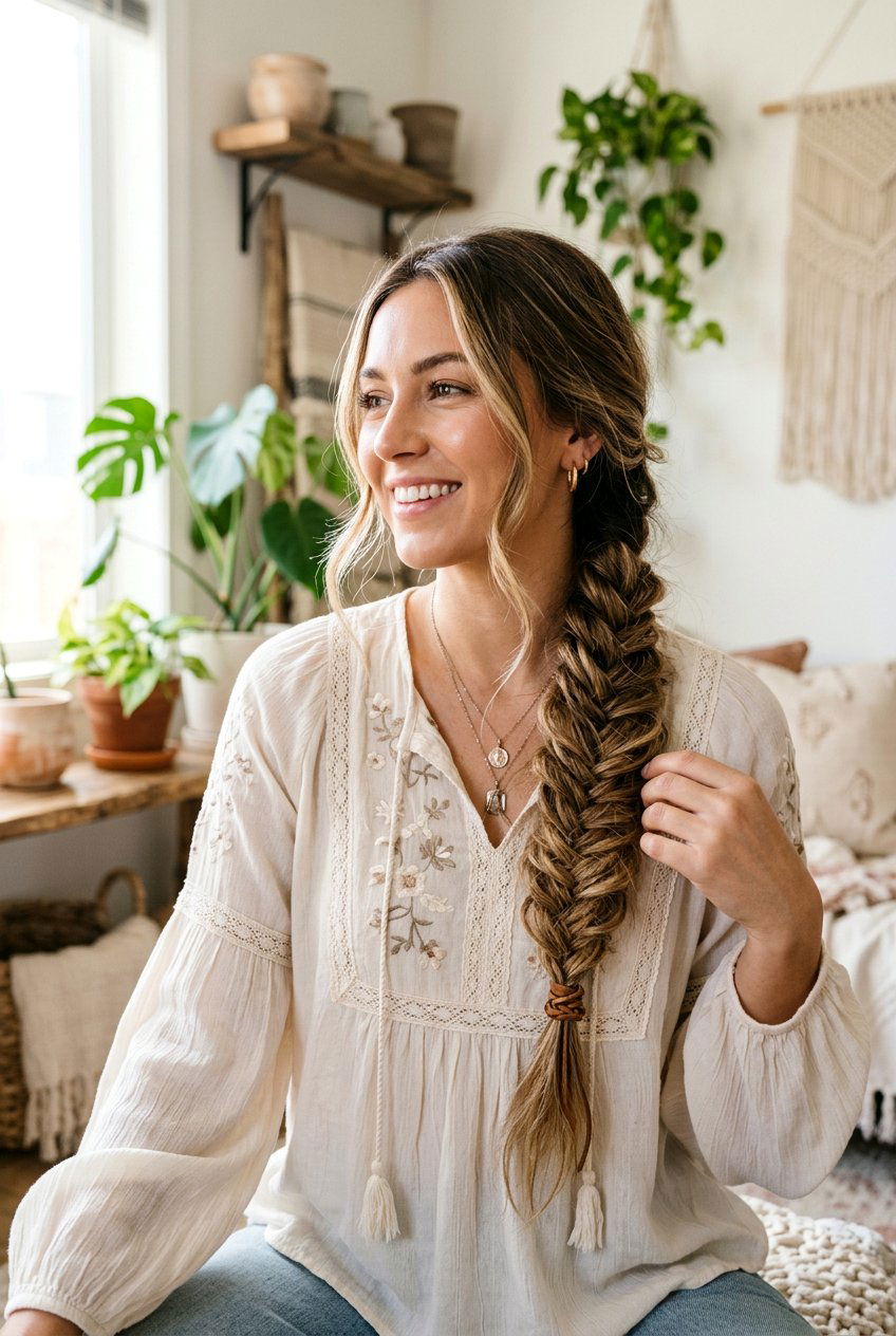 Fishtail Braid for Family Portraits - 20 family portrait hairstyles for women - 20 family portrait hairstyles for women