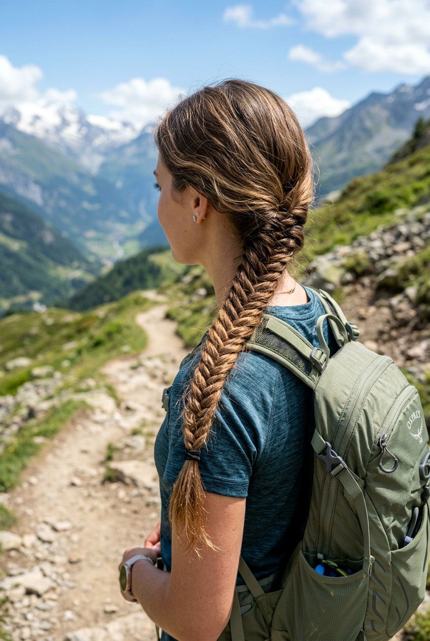 Fishtail Braid for Hiking - 20 hiking braid hairstyles - 20 hiking braid hairstyles